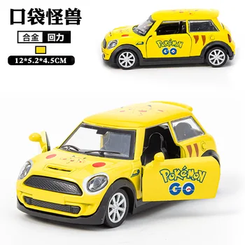 Модель автомобиля Pokemon, украшения для детских игрушечных автомобилей Pikachu, откидная модель автомобиля, рождественские подарки для детей