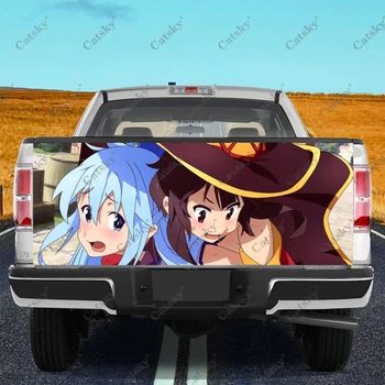 Декоративные наклейки на заднюю часть автомобиля с аниме KONOSUBA Girl, Декоративные защитные Виниловые наклейки на заднюю часть грузовика-внедорожника