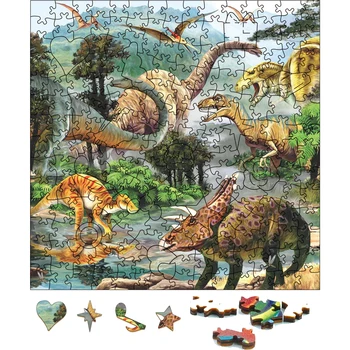Деревянные загадочные пазлы Долины динозавров, Фестивальные подарки, Игрушки для взрослых, деревянные пазлы с животными, Праздничный подарок, игрушка-головоломка для детей
