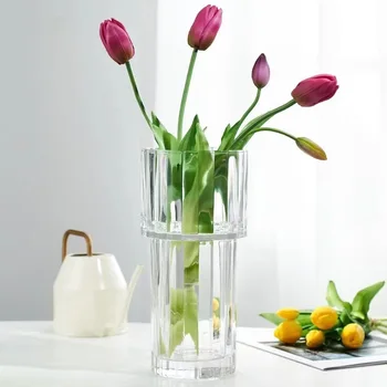 Увядшая скандинавская минималистичная и креативная ваза из утолщенного прозрачного стекла, цветочная композиция для гостиной, цветочный рисунок на водной основе