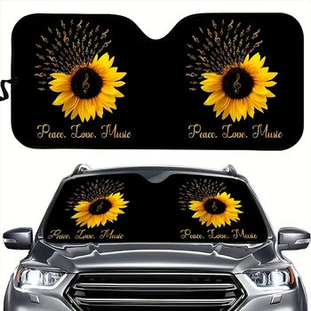 1 шт. Солнцезащитный козырек на лобовое стекло Sunflower Music Note для автомобиля SUV Седан Фургон RV Универсальный Солнцезащитный козырек для складных блоков лобового стекла автомобиля