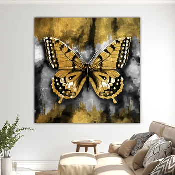 Абстрактные красочные текстурированные плакаты с бабочками, картины на холсте, Настенный принт с золотыми животными для украшения дома в гостиной.