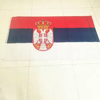 Бесплатная доставка Высококачественный флаг Сербии 90x150 см 5*3 фута полиэстер с двойным проникновением печать Висит флаг Сербии