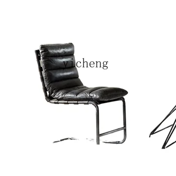 XL Обеденный стул из натуральной кожи Железная Бразилия Ретро-стул из воловьей кожи первого слоя Креативный рабочий стул