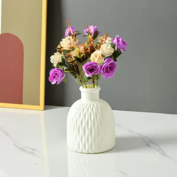 Цветочная ваза Небьющаяся, Однотонная, в европейском стиле, Современное Украшение рабочего стола с круглым отверстием, Пластиковая ваза для растений, Товары для дома