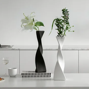 Роскошная Неправильная геометрическая витая ваза Керамический Минималистичный цветочный прибор в европейском стиле, Скандинавское абстрактное украшение гостиной
