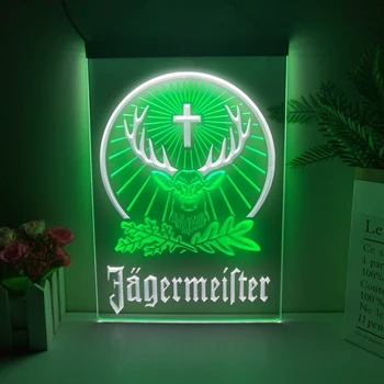Двухцветный дисплей с изображением головы оленя Jagermeister-светодиодная неоновая вывеска для декора дома, комнаты, спальни, офиса, фермерского дома