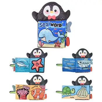 Мягкие тканевые детские книги с милым дизайном в виде пингвина, которые можно стирать, игрушка для занятий, Интерактивная книга, игрушки для путешествий для малышей