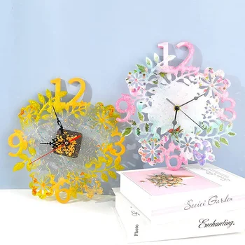 Подвесные украшения для гостиной Эпоксидные формы Цветочные часы Форма для часов с циферблатом Силиконовая форма для часов Форма из смолы