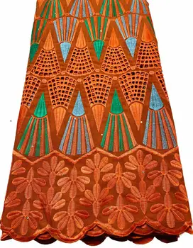 Африканская хлопчатобумажная кружевная ткань 5 ярдов Нигерийская Швейцарская хлопчатобумажная кружевная ткань 2023, Высококачественная вышивка, вечернее Женское платье SMY004