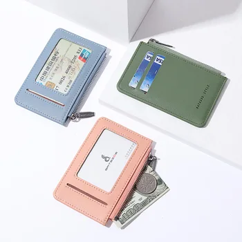 Модный Корейский короткий кошелек на мини-молнии, женский тонкий кошелек для монет, маленький чехол для карт