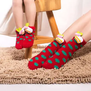 Взрослые Дети, родители и отпрыски, Теплые носки в рождественском стиле, Полиэстеровые Мультяшные противоскользящие Рождественские чулки для кукольного пола, новые