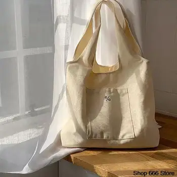 Женская сумка-тоут, пляжная сумка для покупок, повседневная сумка-тоут, ретро-художественные холщовые сумки через плечо, уличные студенческие эстетические сумки
