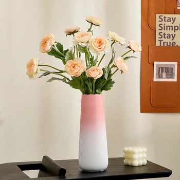 Скандинавская ваза для цветов Украшение гостиной Интерьер дома Керамическая Розовая Градиентная Ваза Современный Стол Бутылка для цветов Офисный декор