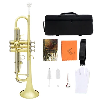 Труба SLADE Bb Си бемоль Труба из латуни Профессиональный музыкальный инструмент с футляром Мундштуком Перчатками тканевым ремешком для чистки